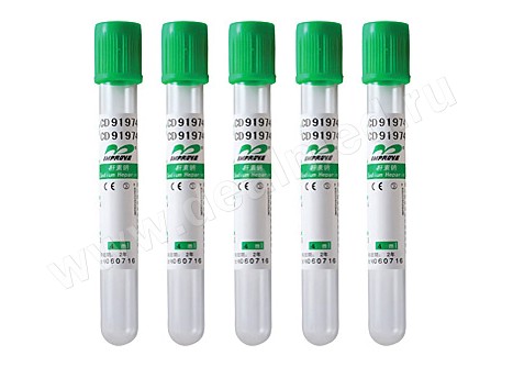 Пробирки для исследования плазмы крови с литий-гепарином Lithium Heparin Tube (Китай)