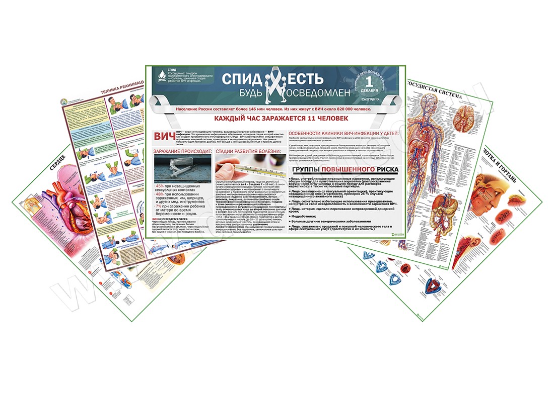 Комплект плакатов для кабинета анестезиологии и реаниматологии глянцевый/ламинированный А1/А2
