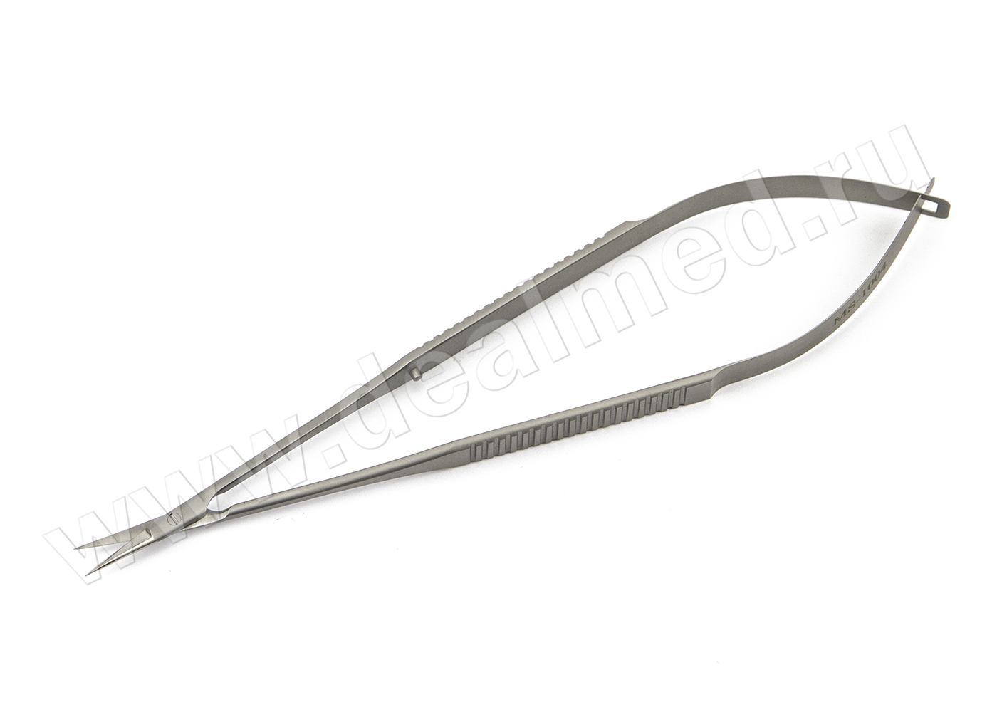 Ножницы микрохирургические 160 мм, плоская ручка остроконечные лезвия длина 13 мм, прямые MS-1004 ПТО Медтехника, Россия