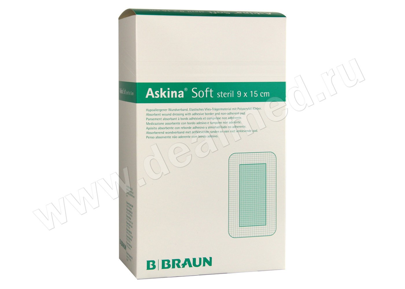 Аскина софт стерильная послеоперационная повязка с абсорбирующей прокладкой 9х15 см,1 шт (Арт. 9086528RU) B.Braun, Германия