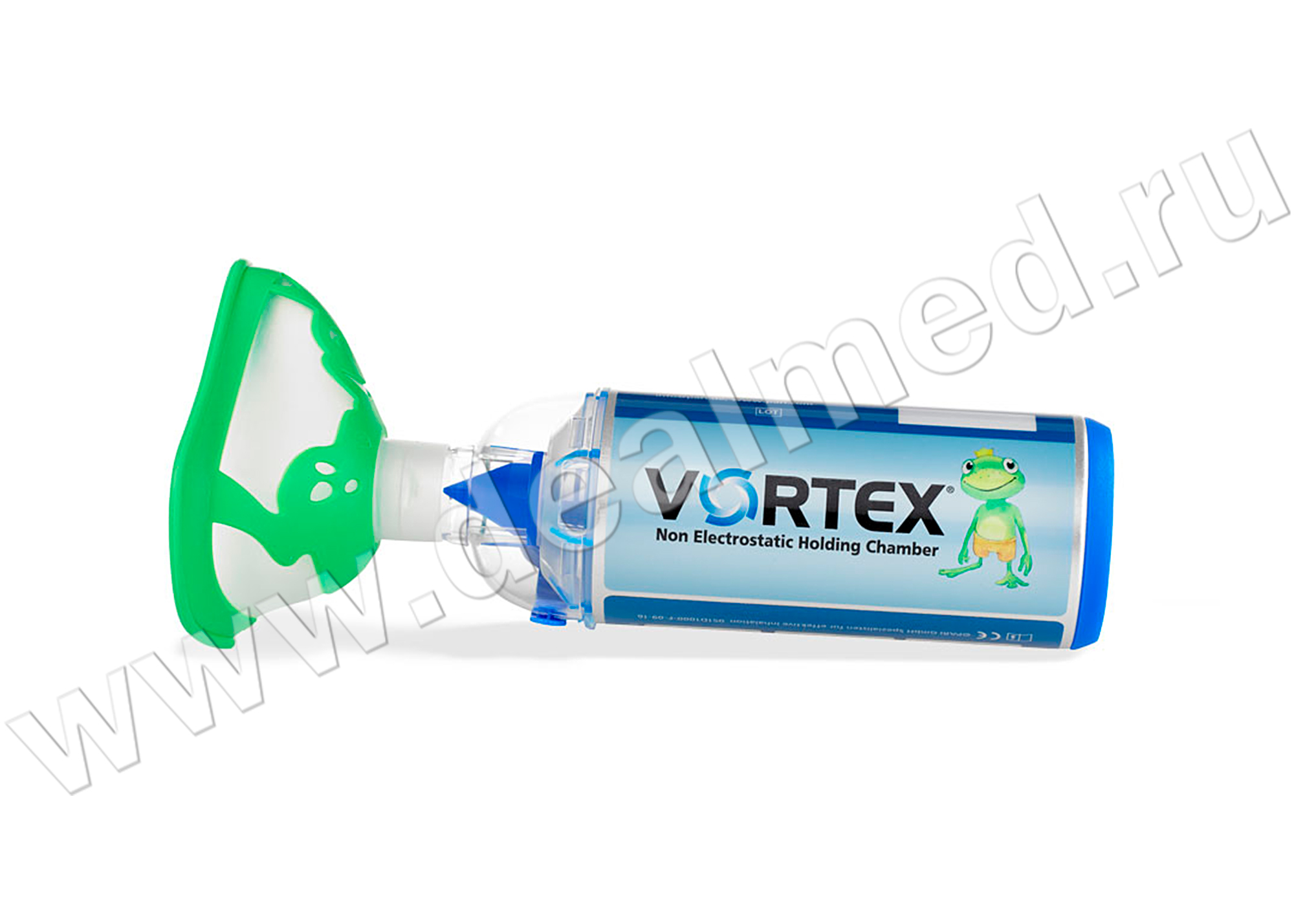 Спейсер VORTEX - антистатическая клапанная камера тип 051 с маской Лягушонок для детей старше 2 лет с аксессуарами PARI, Германия