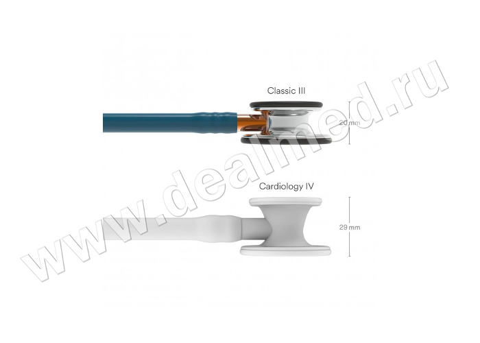 Стетоскоп Littmann Classic III, голубая трубка, оранжевый ствол, зеркальная акустическая головка, металлического цвета ушные наконечники, 3M, США