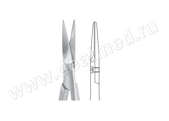 Ножницы микрохирургические по MC CLURE, прямые, длина 95 мм (Арт. OC480R) Aesculap (Эскулап) B. Braun, Германия