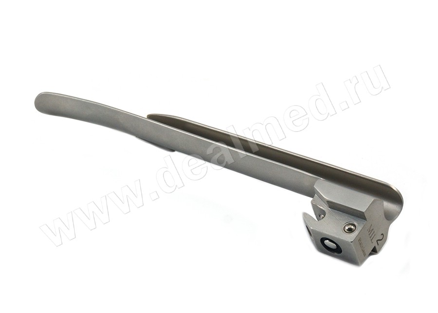 Клинок ларингоскопа Miller № 2 прямой лампочный J-13-055 Surgicon, Пакистан