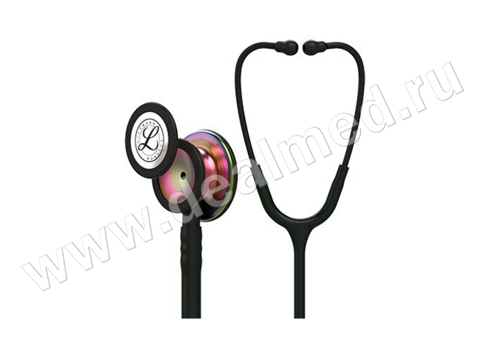 Littmann Classic III, черная трубка, 69 см, радужная акустическая головка, черные ушные наконечники, 3M, США