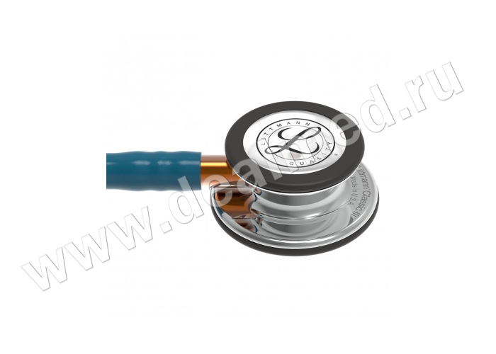 Стетоскоп Littmann Classic III, голубая трубка, оранжевый ствол, зеркальная акустическая головка, металлического цвета ушные наконечники, 3M, США