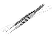 Пинцет фиксационный по Пирсу прямой с платформой F-1712, пл. ручка, дл.80 мм, ПТО Медтехника, Россия