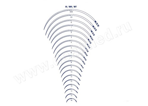 Иглы хирургические для сшивания кожи, мышц, сухожилий серии B, BR, BT Medicor, Венгрия